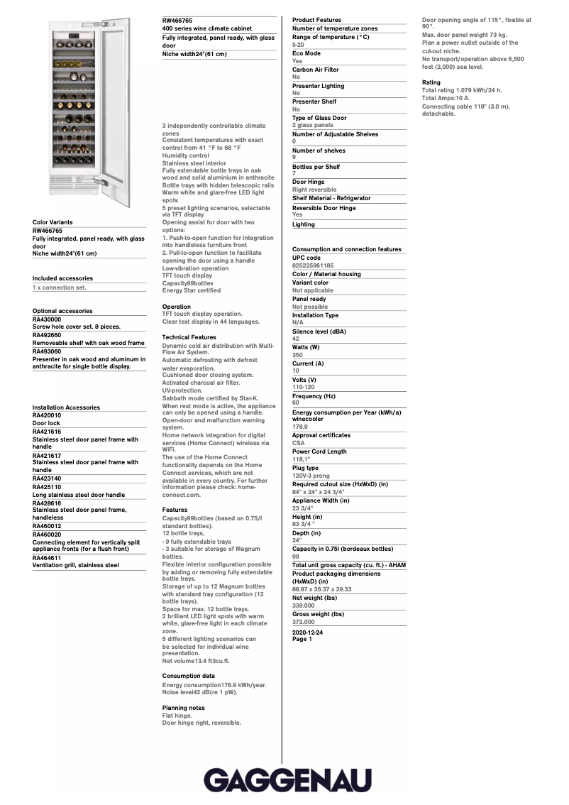 Image de la première page du manuel de l'appareil RW466765