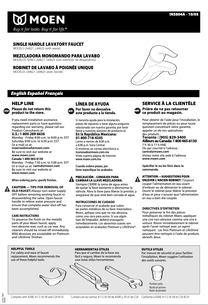 Image de la première page du manuel de l'appareil Chateau L64625