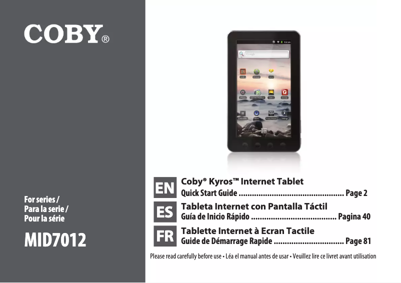 Page n°1 - Manuel utilisateur Coby Kyros MID7012