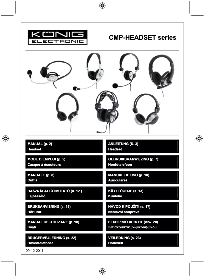 Image de la première page du manuel de l'appareil CMP-HEADSET100
