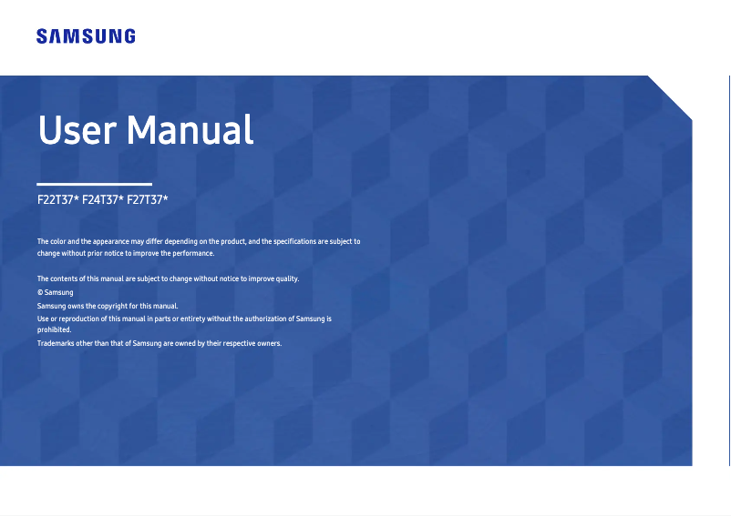 Page n°1 - Manuel utilisateur Samsung F27T370FWN