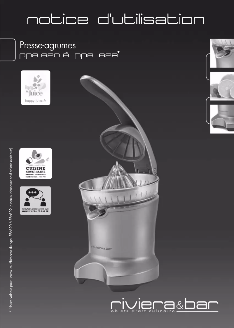 Page 1 de la notice Manuel utilisateur Riviera & Bar PPA620