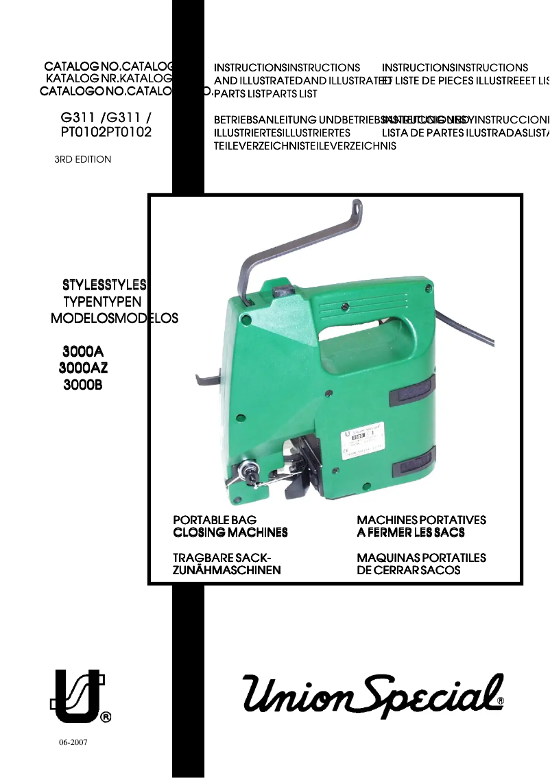 Page 1 de la notice Manuel utilisateur Union Special 3000B