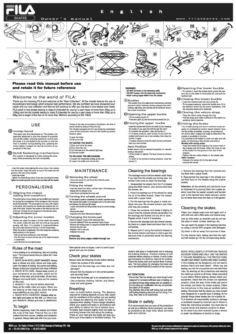 Page 1 de la notice Manuel utilisateur FILA Ghibli 90