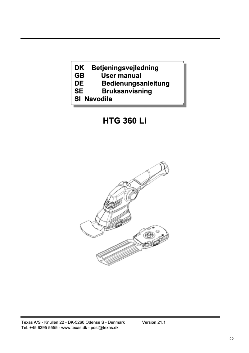Page 1 de la notice Manuel utilisateur Texas HTG360Li