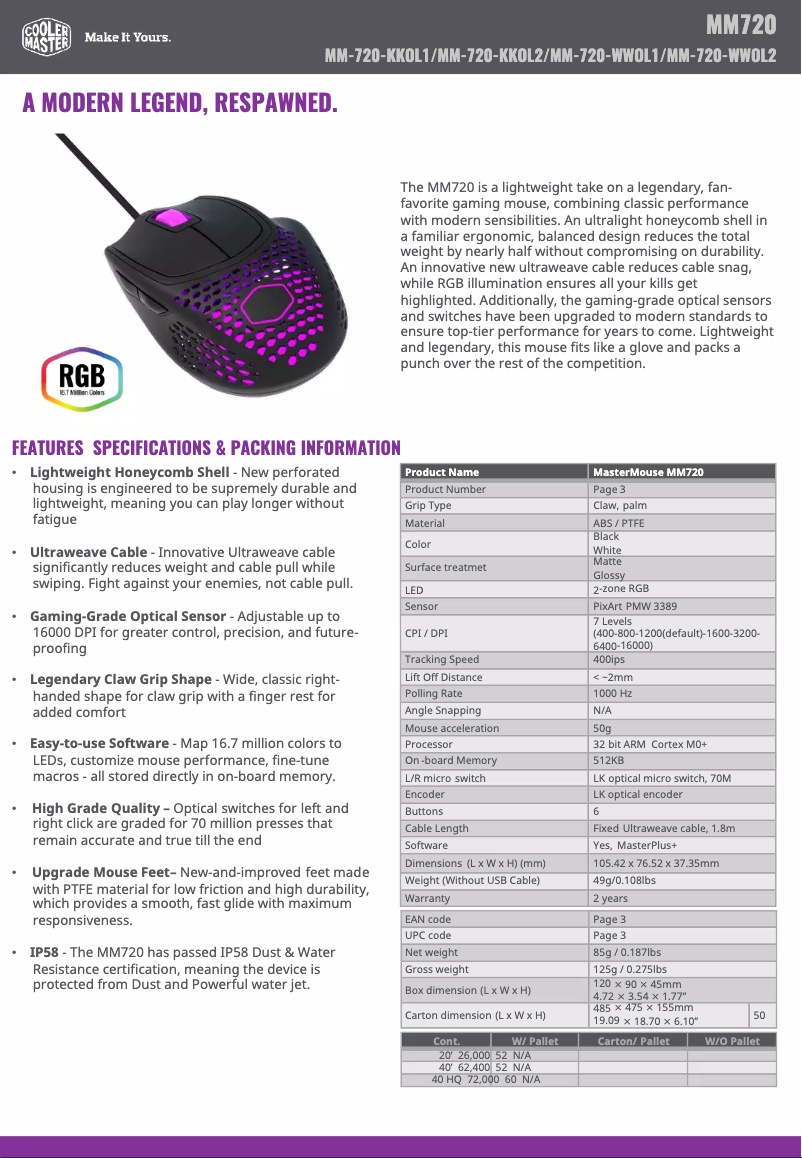 Page 1 de la notice Manuel utilisateur Cooler Master MM720