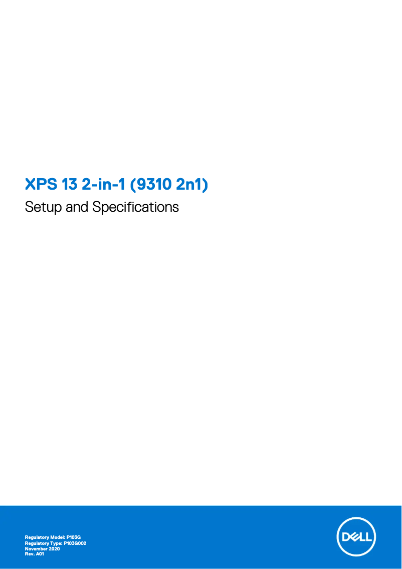 Page 1 de la notice Guide d'installation Dell XPS 13 9310