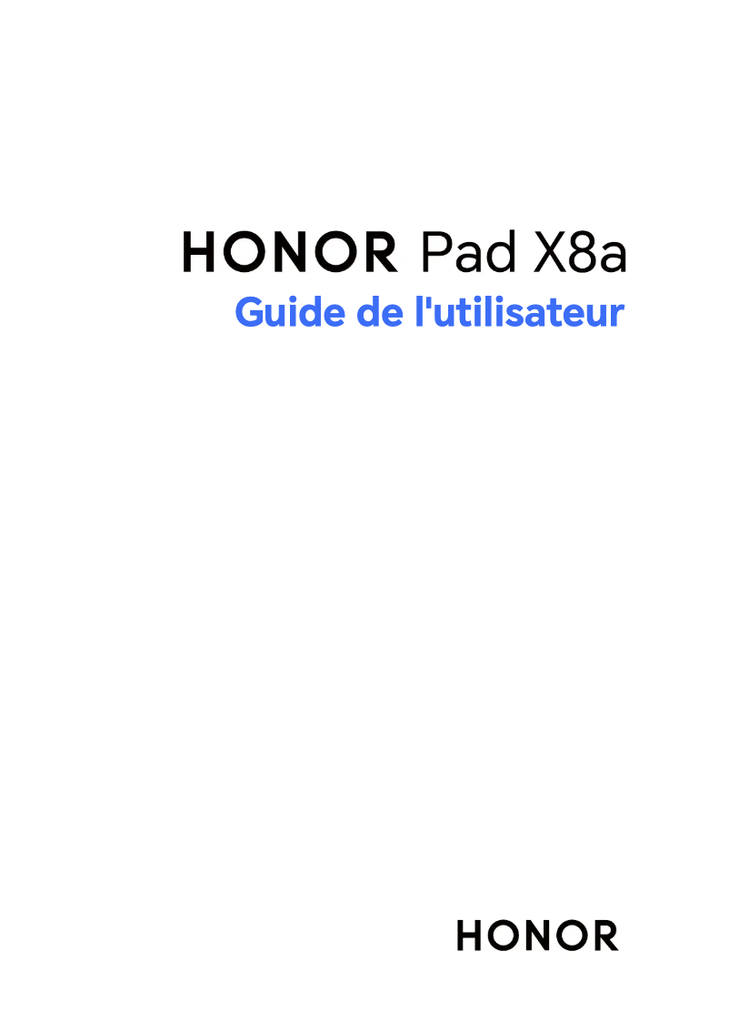 Page 1 de la notice Guide de démarrage rapide Honor Pad X8a