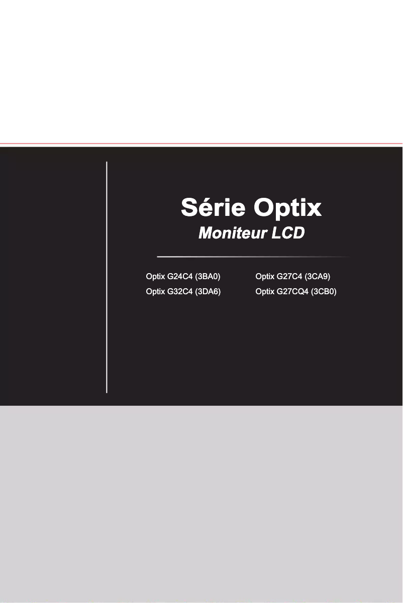 Page 1 de la notice Manuel utilisateur MSI Optix G27C4W