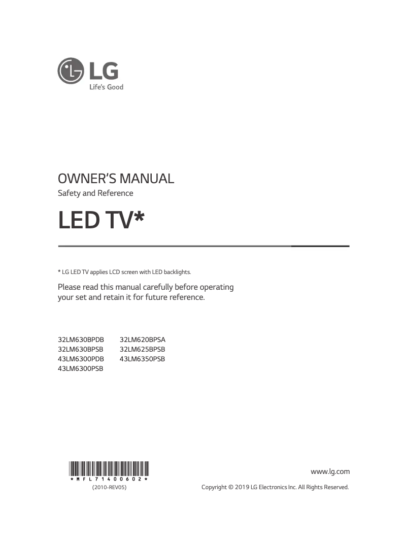 Página 1 del manual Manual de usuario LG 43LM6300PSB