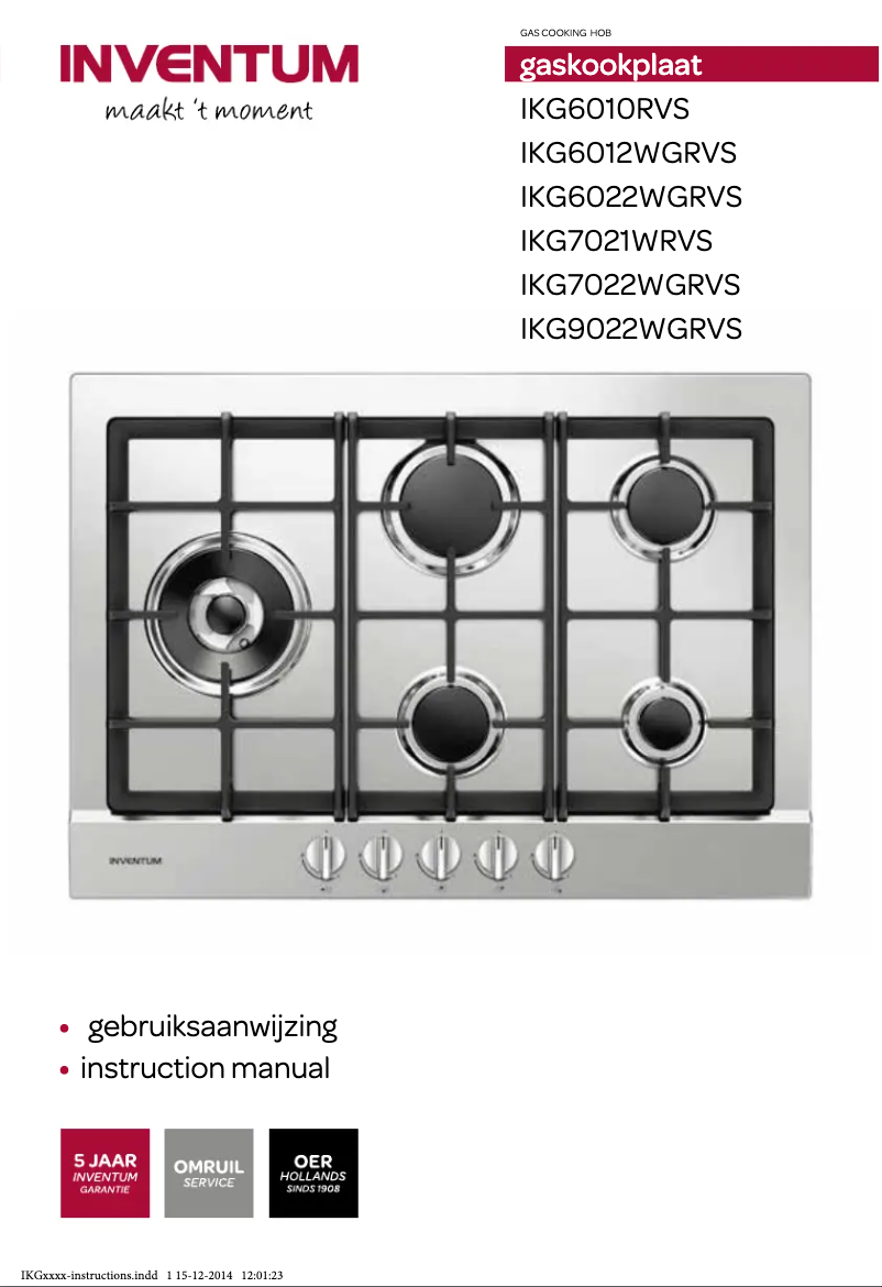Page 1 de la notice Manuel utilisateur Inventum IKG9022WGRVS