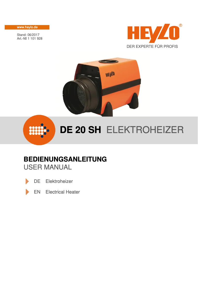 Page n°1 - Manuel utilisateur Heylo DE 20 SH