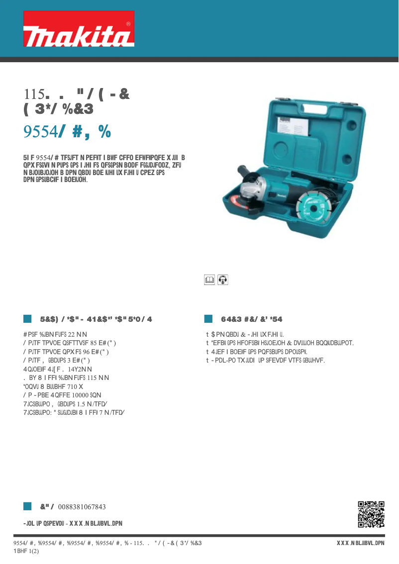 Page 1 de la notice Fiche technique Makita 9554NBKD