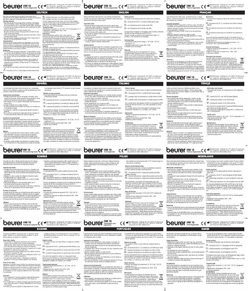 Page n°1 - Manuel utilisateur Beurer HM 16