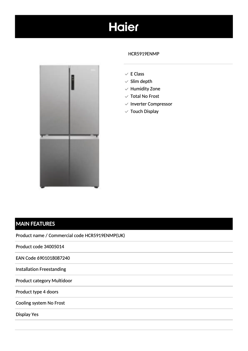 Image de la première page du manuel de l'appareil HCR5919ENMP