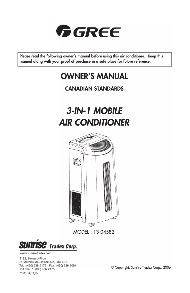Página 1 del manual Manual de usuario Gree 13-04582
