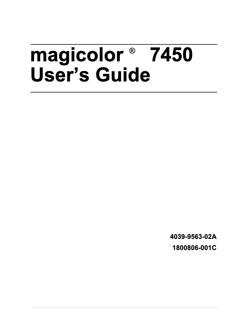 Page 1 de la notice Manuel utilisateur Konica Minolta MagiColor 7450 II