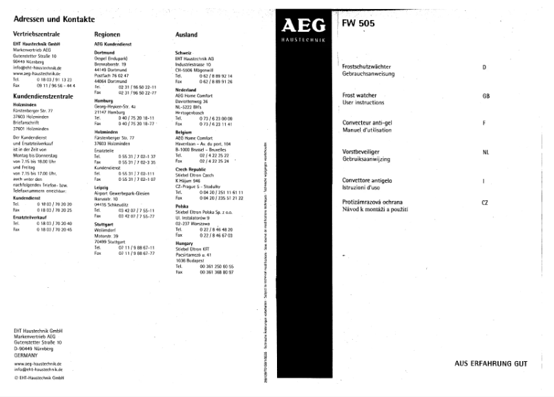 Imagen de la primera página del manual del dispositivo FW 505