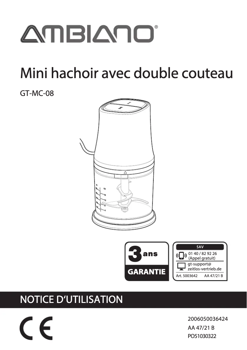 Image de la première page du manuel de l'appareil GT-MC-08