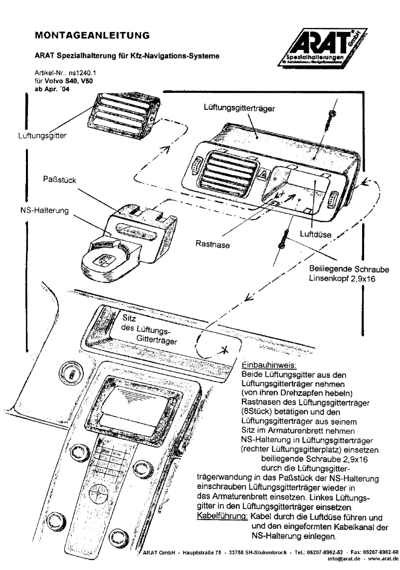 Page n°1 - Manuel utilisateur Arat NS1240.1
