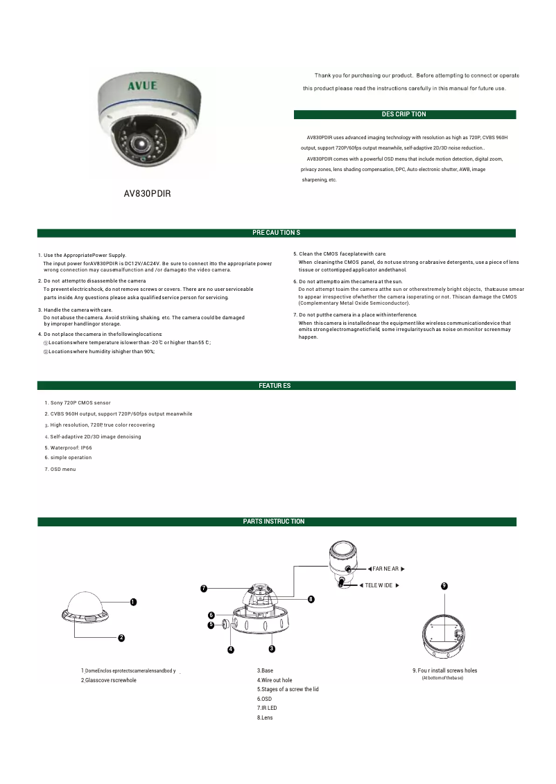 Image de la première page du manuel de l'appareil AV830PDIR