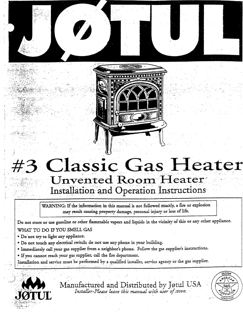 Page 1 de la notice Manuel utilisateur Jøtul 3 Vent Free