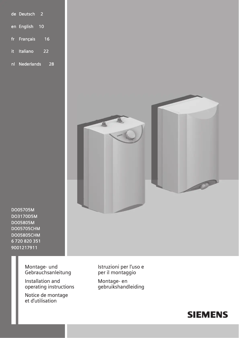 Page n°1 - Manuel utilisateur Siemens DO05805M