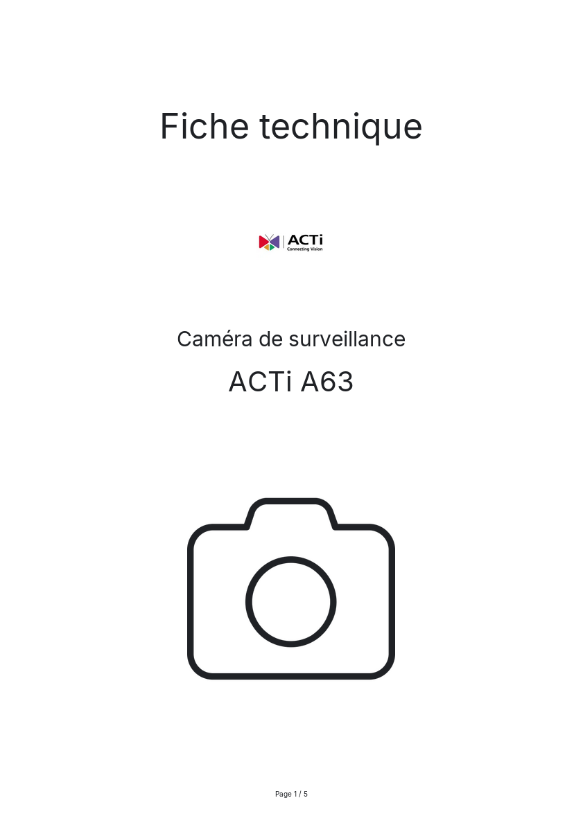 Image de la première page du manuel de l'appareil A63