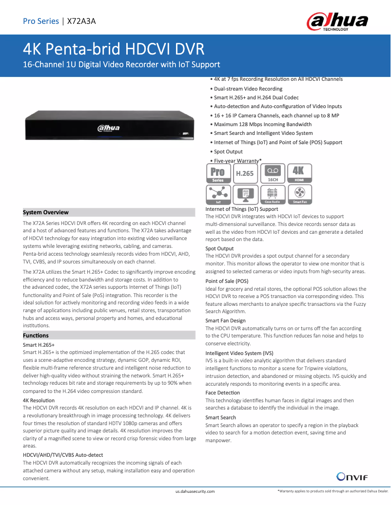 Page 1 de la notice Manuel utilisateur Dahua Technology Pro Series X72A3A