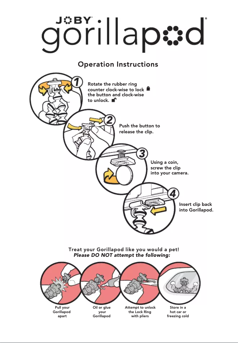 Page 1 de la notice Manuel utilisateur Joby Gorillapod GP-10