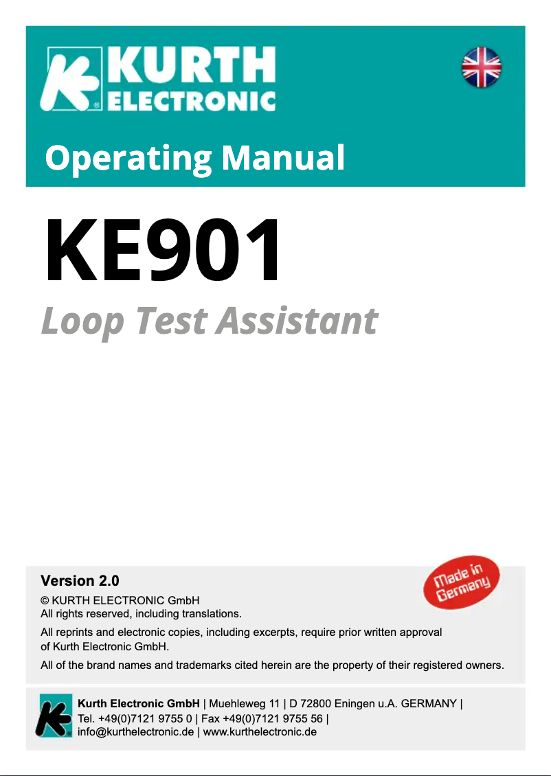 Page 1 de la notice Manuel utilisateur Kurth Electronic KE901