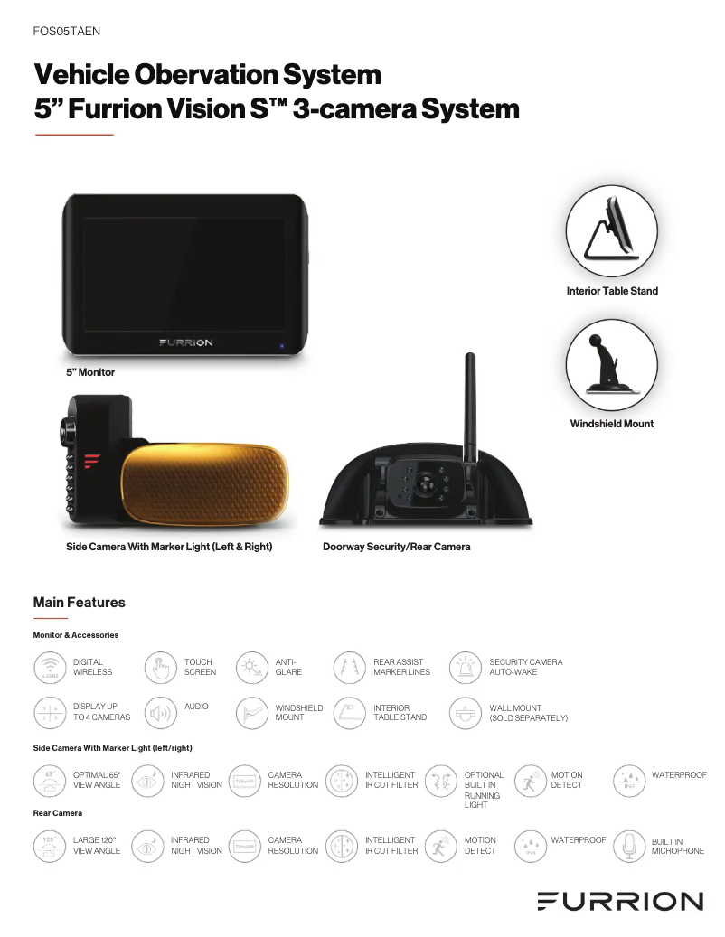Page n°1 - Fiche technique Furrion Vision S FOS05TAEN