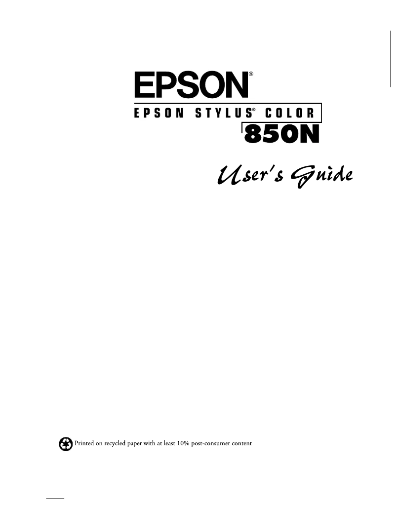 Page n°1 - Manuel utilisateur Epson Stylus Color 850N