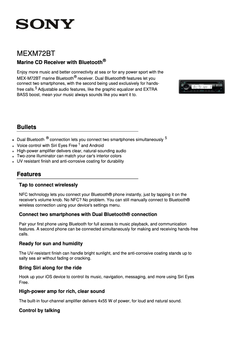 Image de la première page du manuel de l'appareil MEX-M72BT