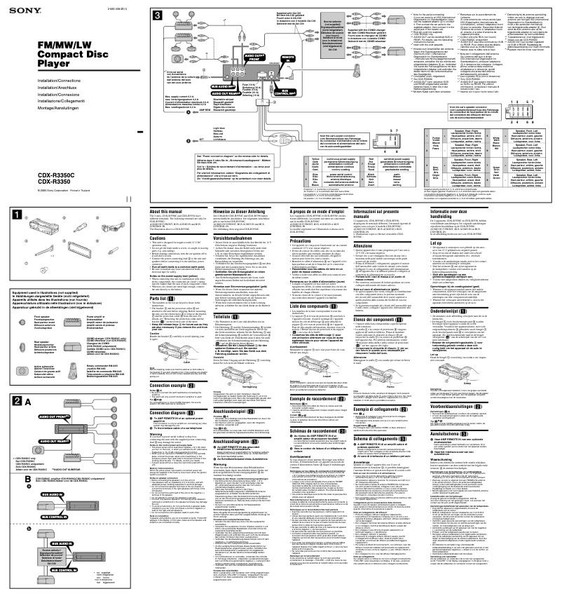 Page n°1 - Guide d'installation Sony CDX-R3350C