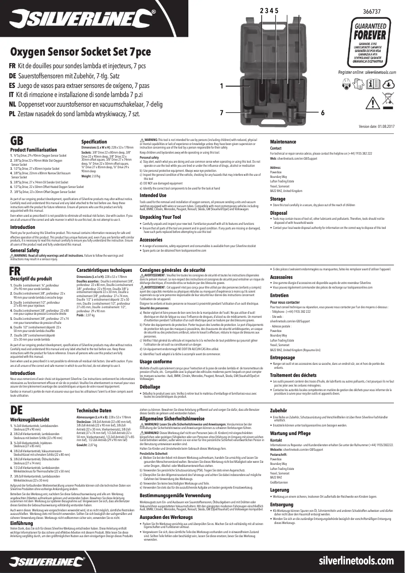 Page n°1 - Manuel utilisateur Silverline 366737