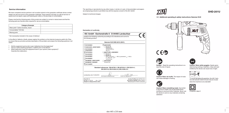 Imagen de la primera página del manual del dispositivo XHD-201U