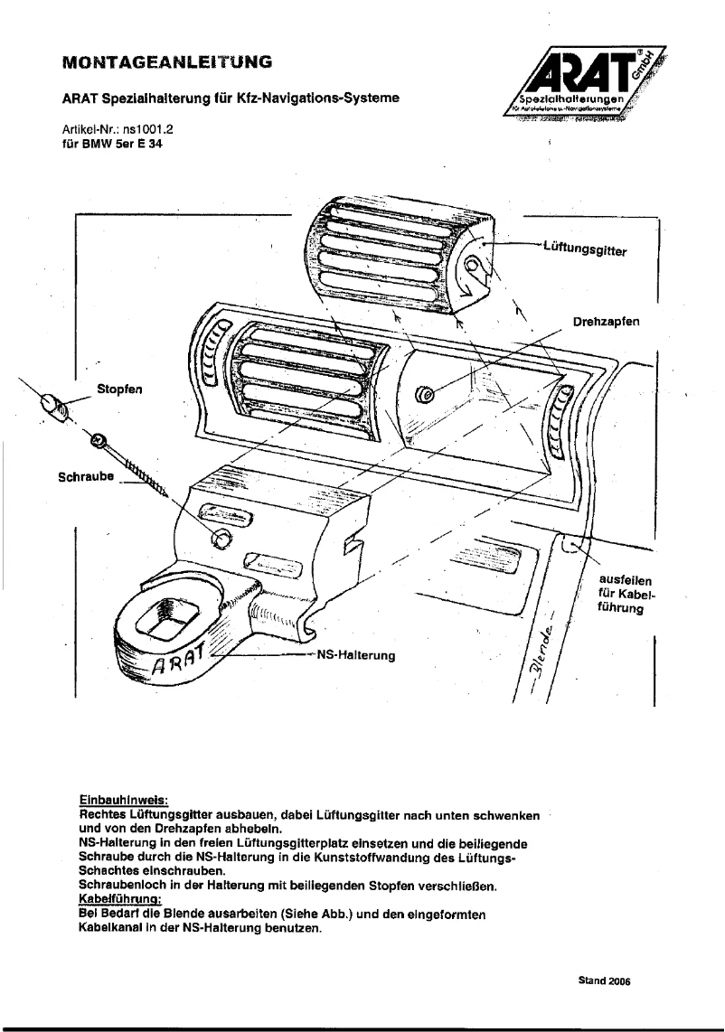 Page n°1 - Manuel utilisateur Arat NS1001.2