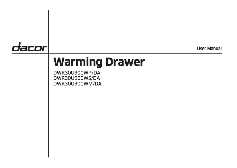 Page n°1 - Manuel utilisateur Dacor DWR30U900WM/DA