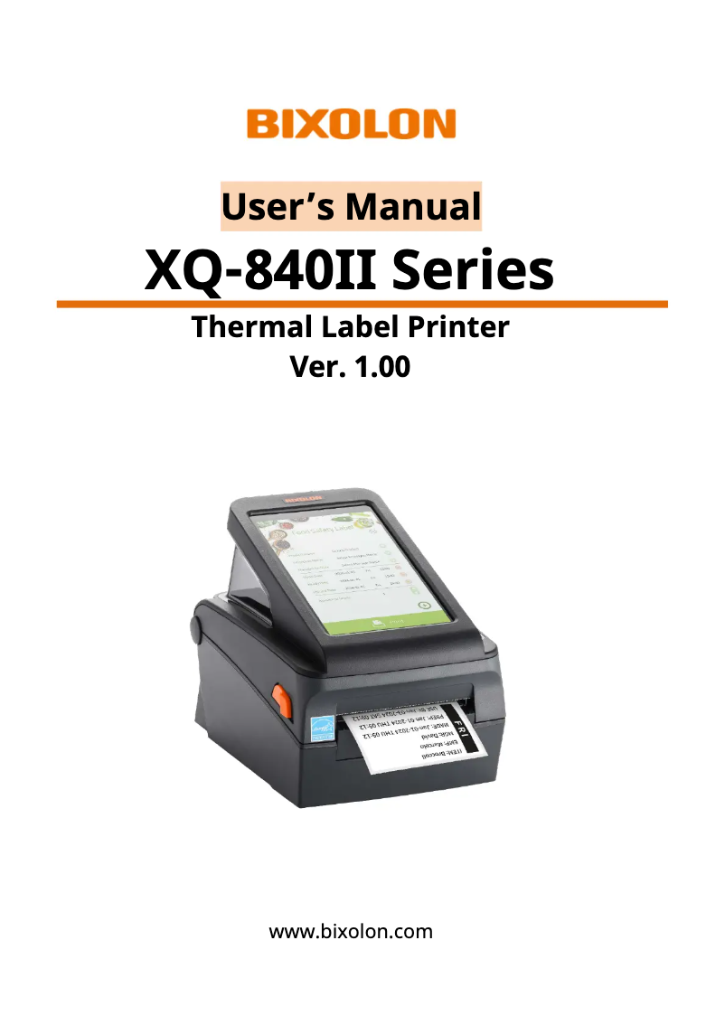 Page 1 de la notice Manuel utilisateur Bixolon XQ-840II