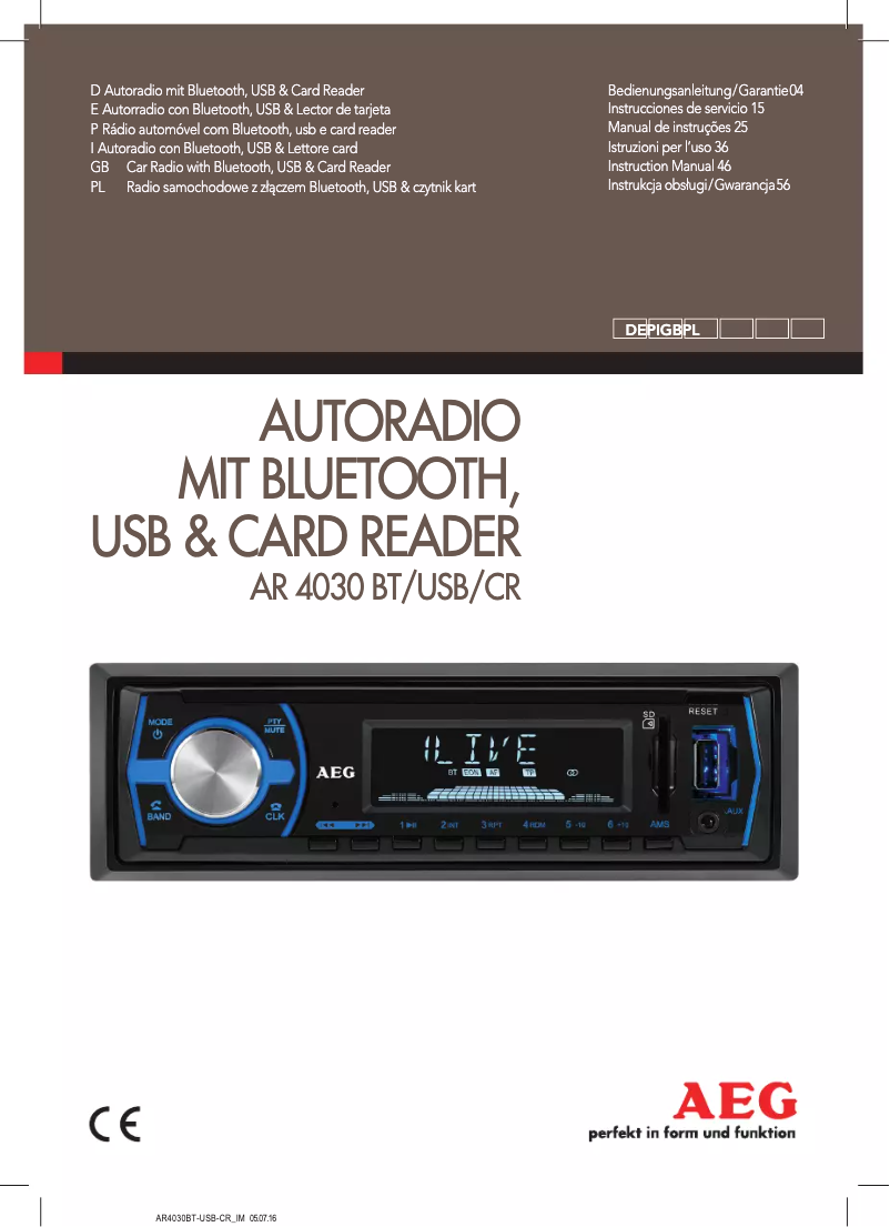 Image de la première page du manuel de l'appareil AR 4030 BT