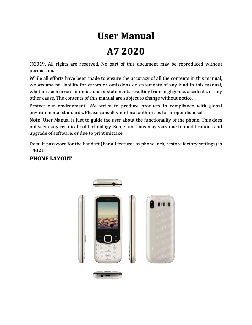 Page 1 de la notice Manuel utilisateur Lava A7 2020