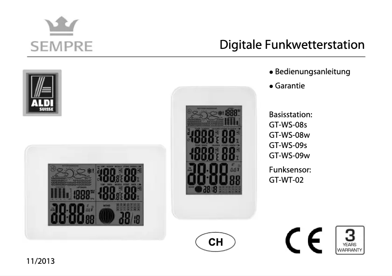 Image de la première page du manuel de l'appareil GT-WS-09w