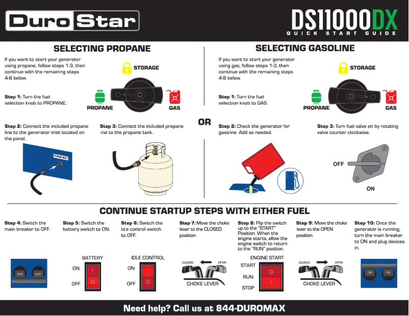 Page 1 de la notice Guide de démarrage rapide DuroStar DS11000DX