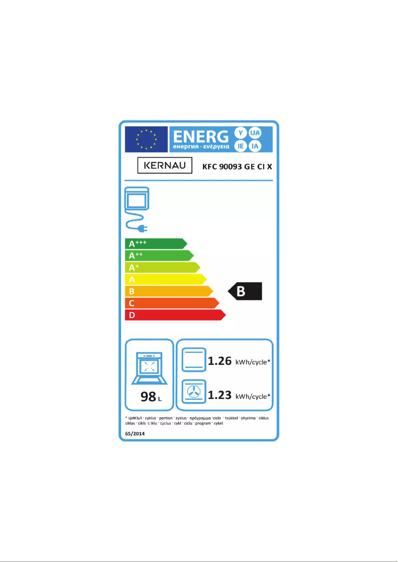 Page 1 de la notice Label énergétique Kernau KFC 90093 GE CI X