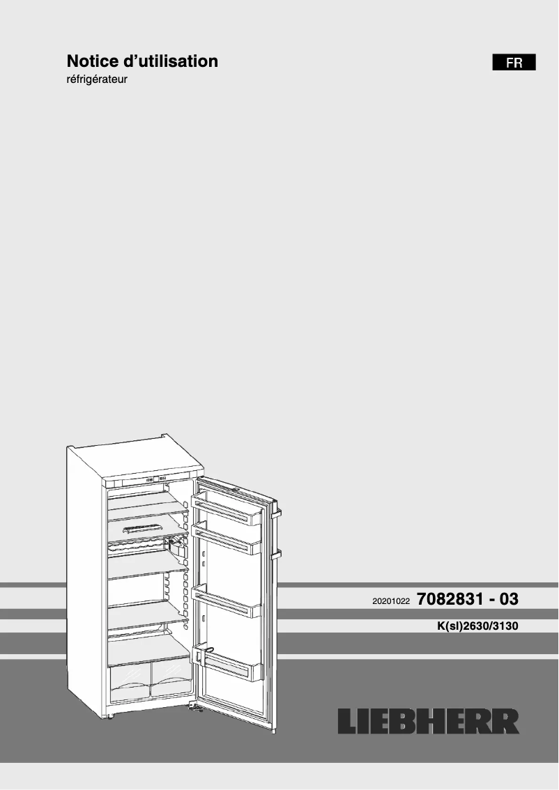 Page 1 de la notice Manuel utilisateur Liebherr K 2630 Comfort