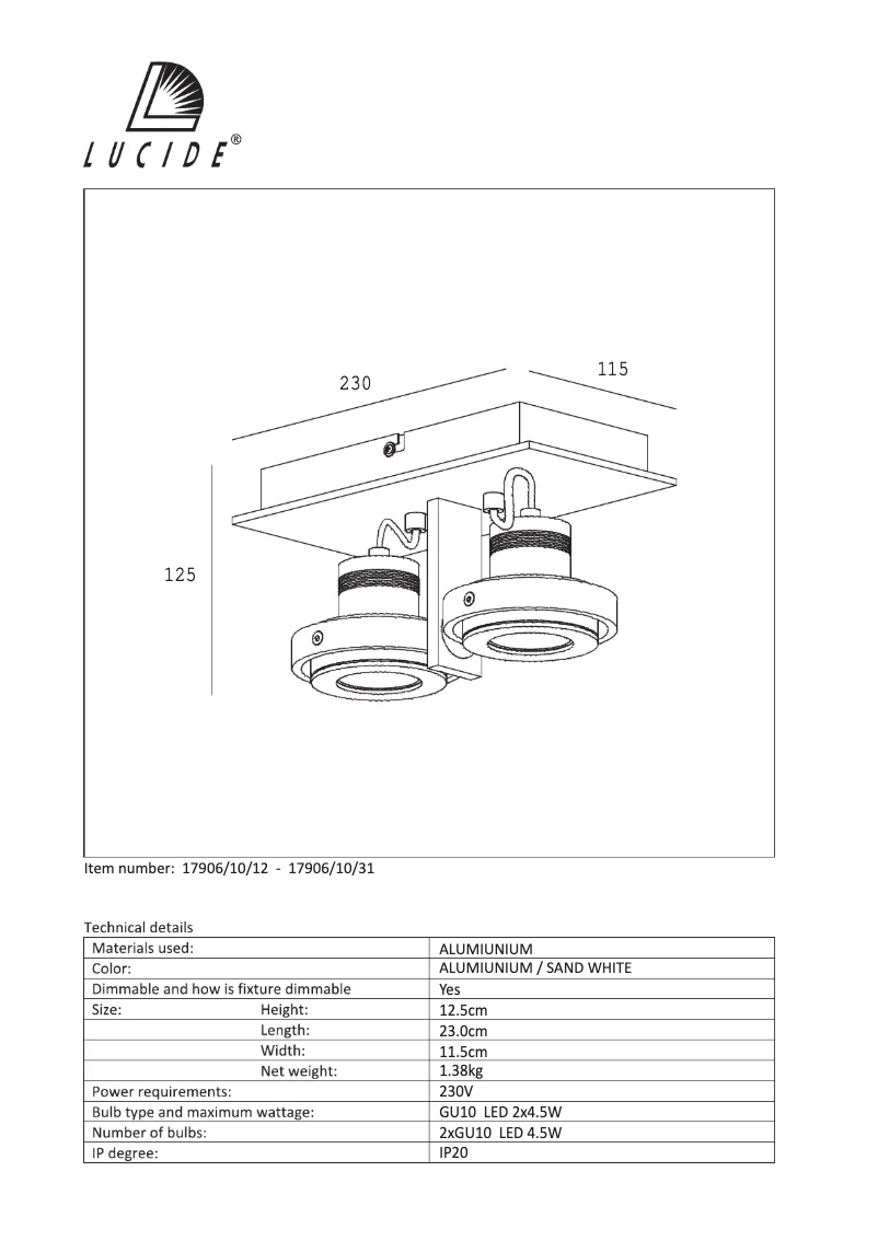 Image de la première page du manuel de l'appareil Landa 17906/10/31