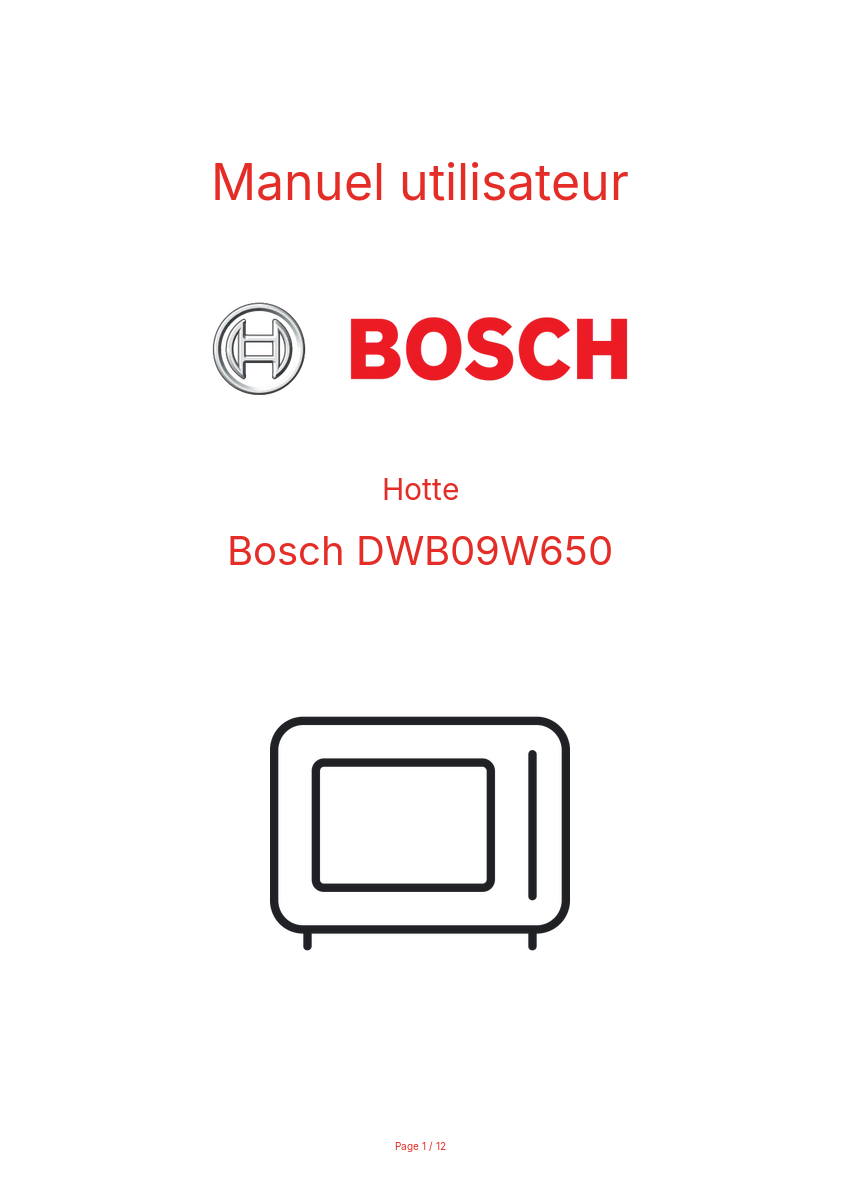 Image de la première page du manuel de l'appareil DWB09W650