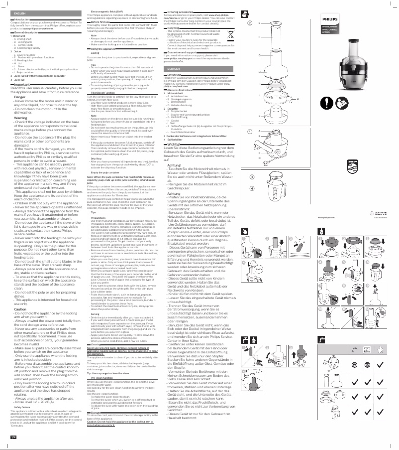 Page n°1 - Manuel utilisateur Philips Avance Collection HR1919