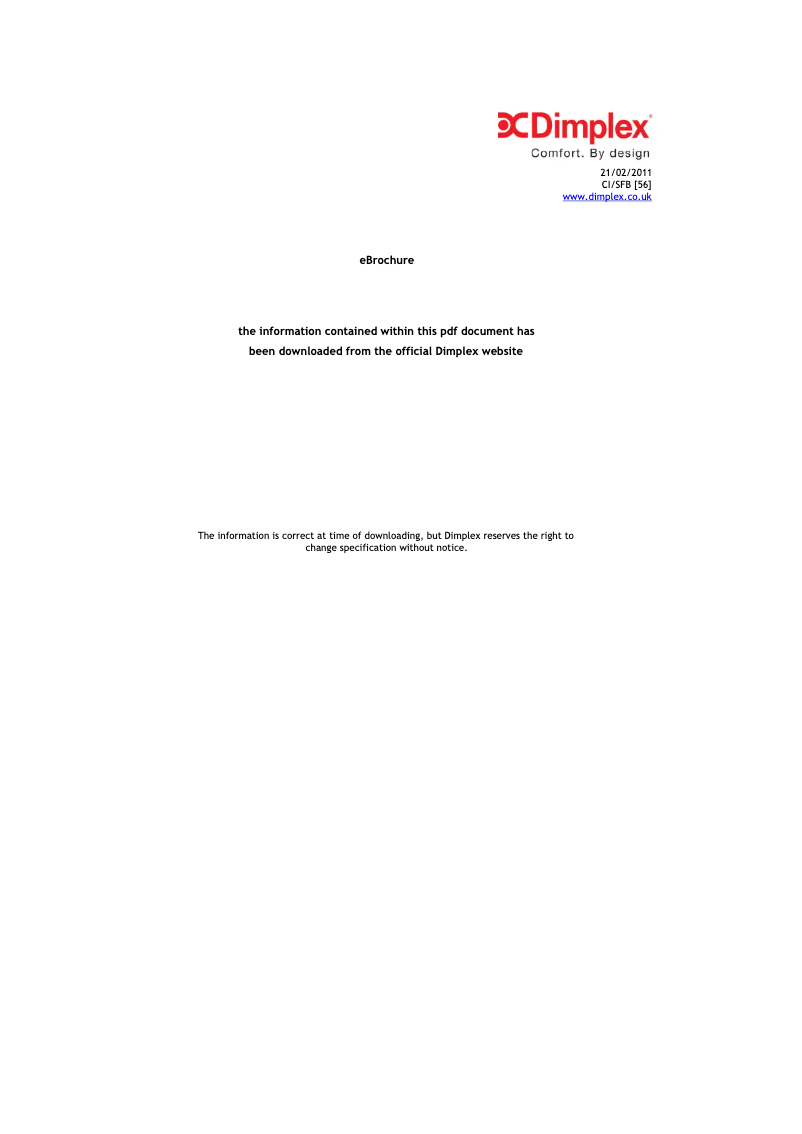 Page 1 de la notice Fiche technique Dimplex SCxn130i